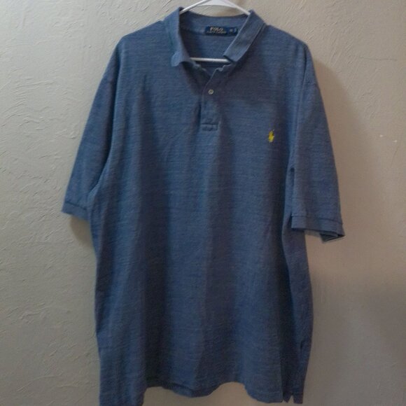 Polo Ralph Lauren Men’s XLT Tall Blue Heather Polo Shirt Yellow Pony Logo - Picture 1 of 2